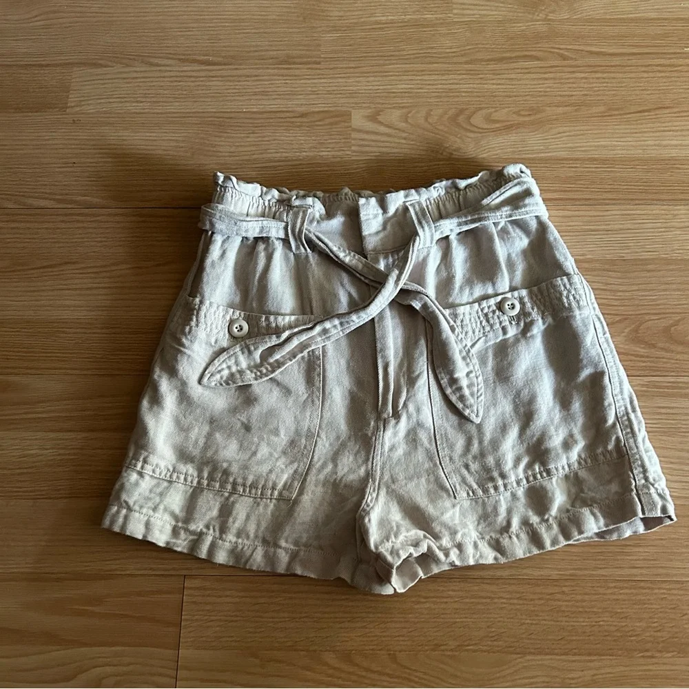Joie Beige Lindsi Linen Blend Belter Baggy Shorts Women’s Small